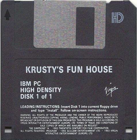 Krusty's Fun House for MS-DOS, the floppy disk