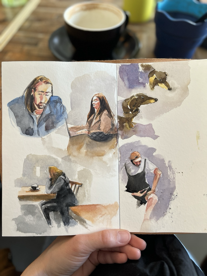 Sketchbook spread’s progression so far