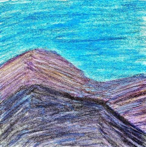 I'm going to make it through this year if it kills me

mountains drawn in colored pencil with a crayon sky, some white paint pen for highlights all on a sticky note