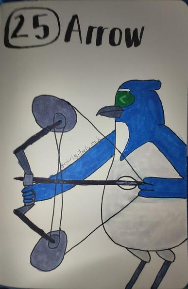 Cybird using a compound bow in a left handed way.