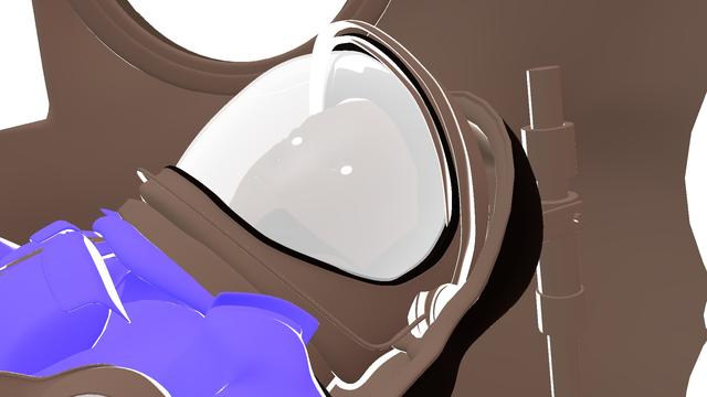 The "Shadow" pass as a RenderLayer from Blender Internal render.

The spacesuit appears purple here. Many things are sort of sepia. And the porthole and helmet visor look mostly white.
