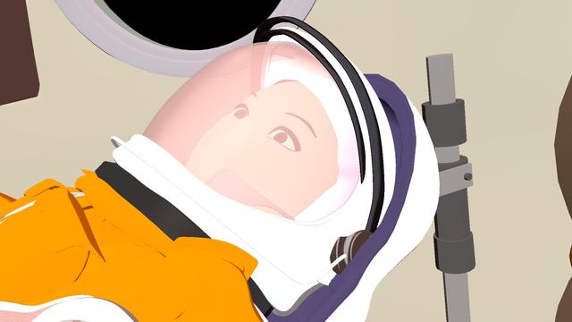 The diffuse "combined" RenderLayer, with shadows, reflection, and some other things suppressed (to be re-added in composite).

The spacesuit has its basic orange color here. The visor is sort of pink-shaded.
