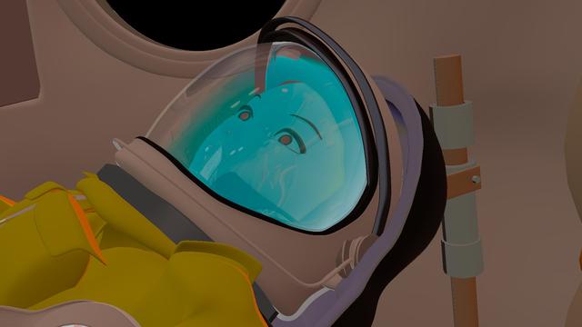 The composited result. The shadow layer is added using a "Mix" node, set to "Darken".

Now the spacesuit has kind of a mustard color, and the inside of the spacesuit visor looks blue.

That doesn't seem right to me. I've tried other mix modes, but they don't seem to look better. Still this just looks weird!