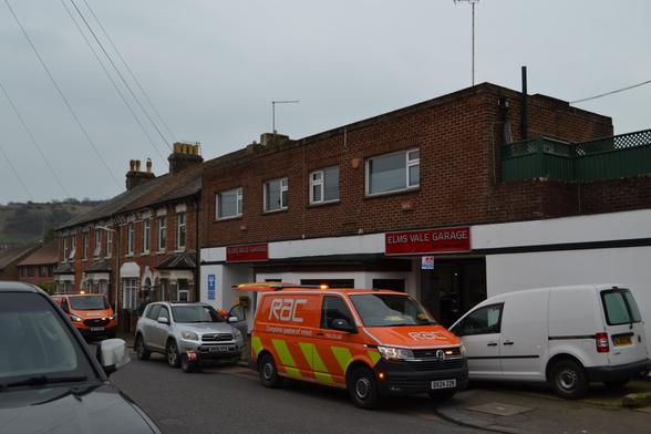 A post war garage attached to a Victorian terrace.  It is still a working garage.