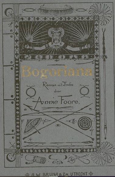 Band van de 3e druk van "Bogoriana. Roman uit Indië" door Annie Foore, uitgeverij Bruna, 1908.