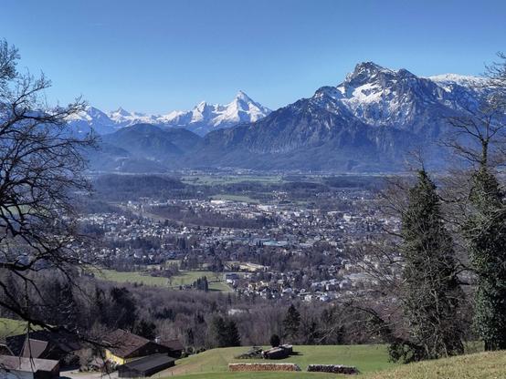 City  of Salzburg with mountains in the background