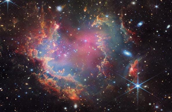 The star cluster NGC 602, as seen by instruments on the JWST.