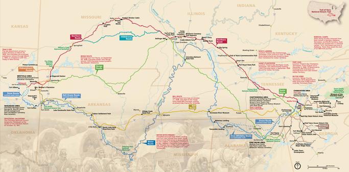 March 26, 1839 - The Cherokee Indians came to the end of the “Trail of Tears,” a forced march from their ancestral home in the Smoky Mountains to the Oklahoma Territory. General Winfield Scott, under orders from President Andrew Jackson, arrested then drove the tribe’s members through the winter, leaving 4000 dead along the route.