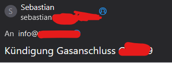 Mail Kündigung Gas Anschluss