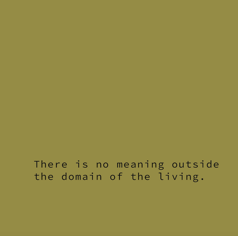 Quote: "There is no meaning outside the domain of the living>"