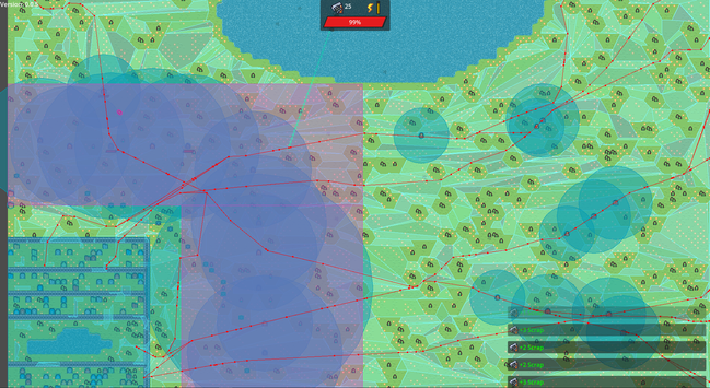 Screenshot from my game I currently work on, the screenshot does show a lot of circles and rectangles in differen colors. This is an debug overlay showing all the collsion and interaction areas.