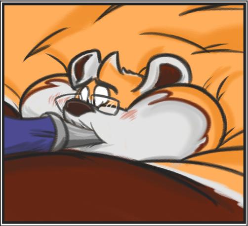 Sheebs blows up like a blimp as he gulps down from a hose, blushing as he stares down at his slurping mouth.

0315 2015 sot art sweet sheebs red panda blimp inflation expansion