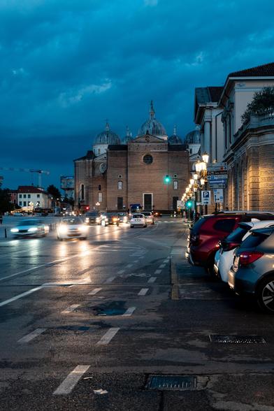 Multiple cars in the blue hour