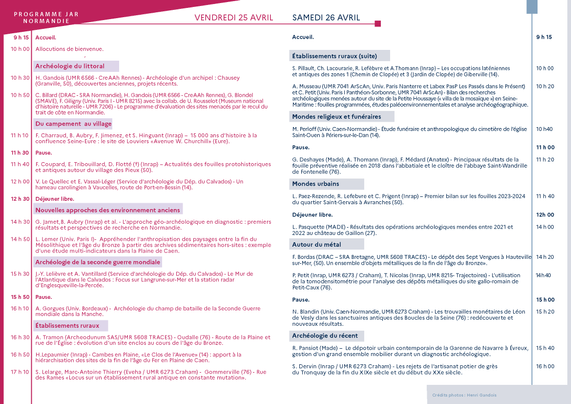 Programme des JAR Normandie 2025 sous forme d'image.