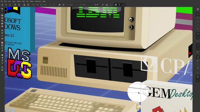 IBM PC5150 vector illustration details