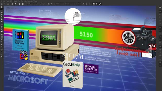 IBM TAB405 Holocaust management solution and IBM PC5150 with MS-DOS and Windows GUI