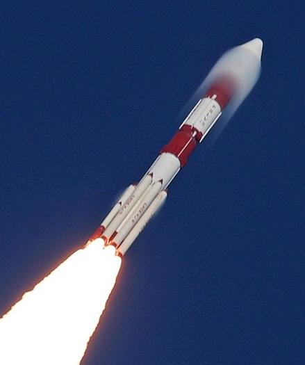The rocket in flight.