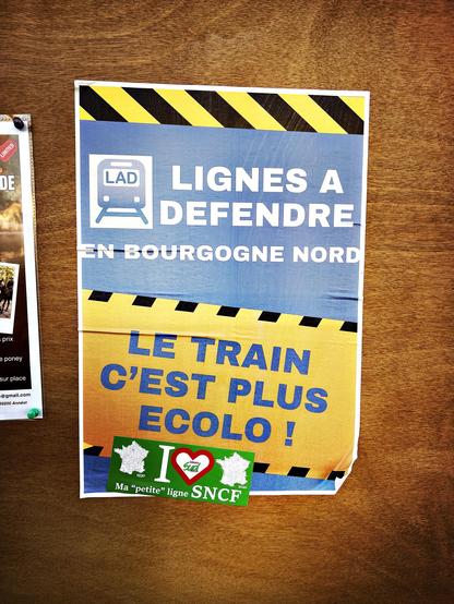 Affiche de lutte pour le maintien des petites lignes de train en Bourgogne