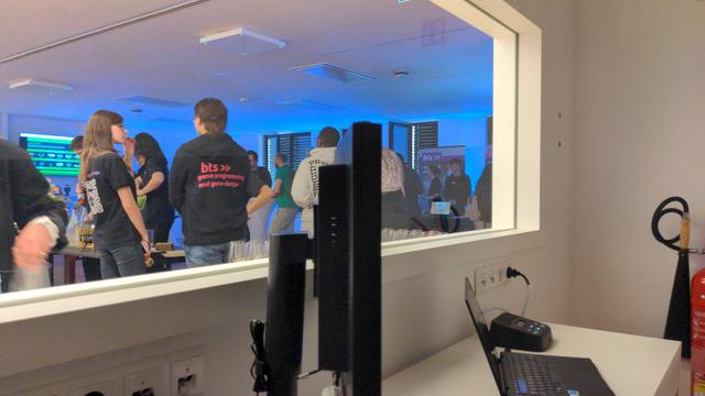 Skilltech workshop seen from the tech room this evening