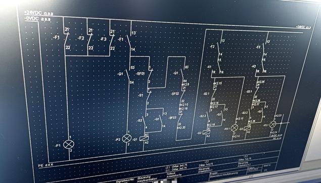 Screenshot from the CAD program showing the created control circuit.