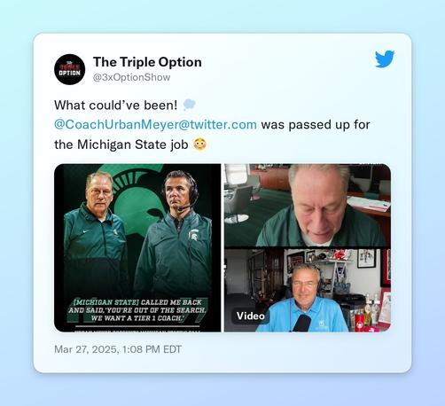 What could’ve been! 💭 @CoachUrbanMeyer was passed up for the Michigan State job 😳 https://t.co/wTQzUpcB0d
