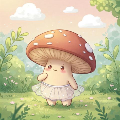 ③«Generated by Gemini-imagen3»
Kawaii illustration. Medium shot. Morel mushroom wearing a mesh skirt with a slightly shy smile in a whimsical forest. Sanrio-inspired pastel colors and delicate lines. Soft, watercolor-style textures and subtle gradient shading. Gentle, warm lighting with a slight glow. Pastel pink and baby blue hues. Fluffy white clouds and lush greenery. Best quality, adorable, sweet, charming, childish, fantasy, detailed, vibrant, playful, innocent, dreamy, anime-inspired.