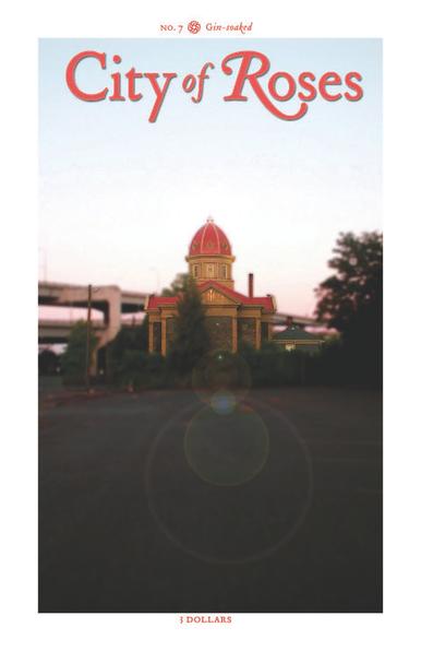 No. 7, “Gin-soaked.” At the far end of a parking lot, under a delicate evening sky, a red-roofed onion-domed church, small, but rich, a gable of the roofs below the dome figured with a golden Marian cross.  Behind the church, a couple of freeway ramps stacked one atop another climb toward an unseen bridge, away off in the distance, perhaps.
