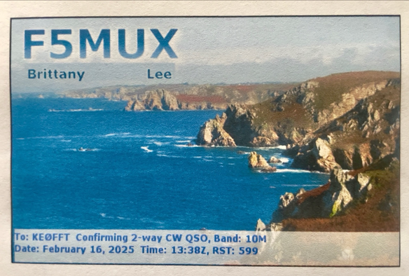 QSL card from F5MUX in Brittany, France.