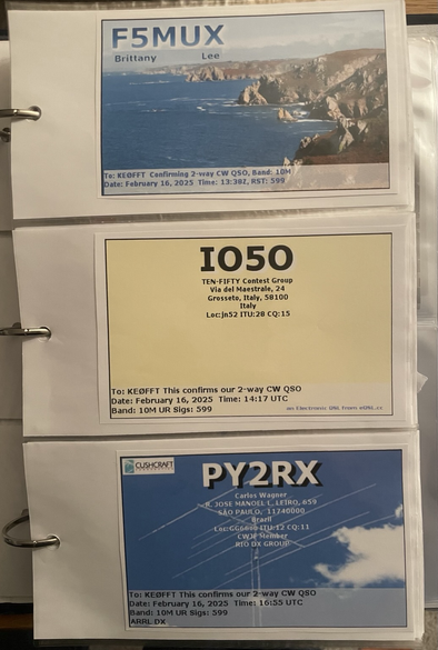 These three QSL cards in my album.