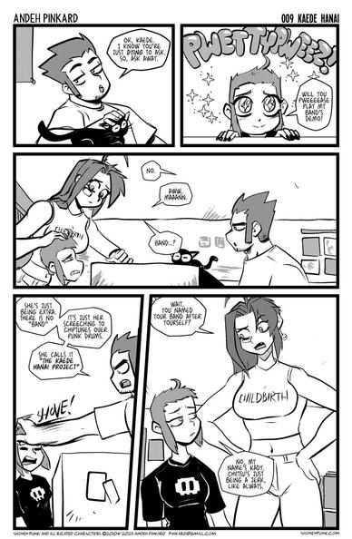 Kaede asks Chiitsu to play her demo tape. Chii gives the impression that she asks everyday. It is revealed that Kaede is not her real name just the name Chii mockingly calls her, since its her one-girl band name.