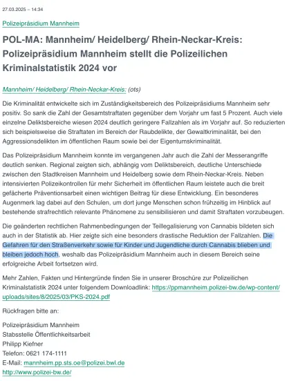 screenshot der Pressemeldung