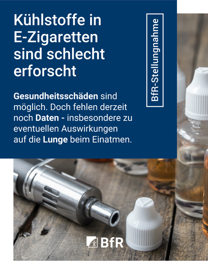 Kühlstoffe in E-Zigaretten sind schlecht erforscht. Gesundheitsschäden sind möglich. Doch fehlen derzeit noch Daten - insbesondere zu eventuellen Auswirkungen auf die Lunge beim Einatmen.