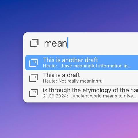 A cropped screenshot showing search results for the query "mean"