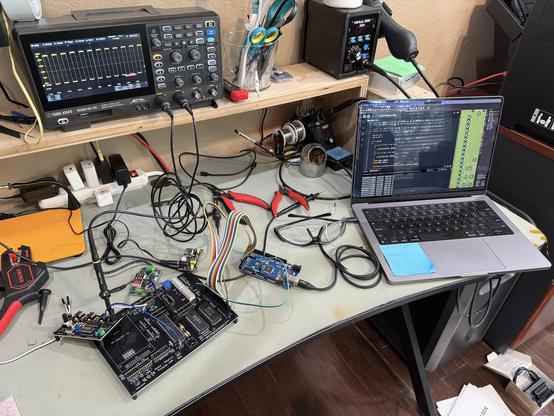 circuit board attached to a MacBook Pro with Arduino