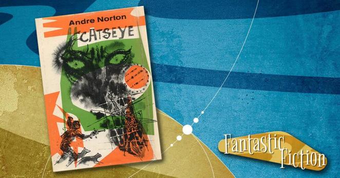 Cover of the 1961 edition of Catseye, against a blue and gold background with the Fantastic Fiction logo in the lower right.