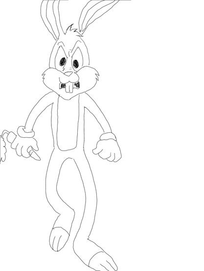 A digitally inked pencil sketch of an angry Bugs Bunny for the free draw Friday prompt at #sketchdaily