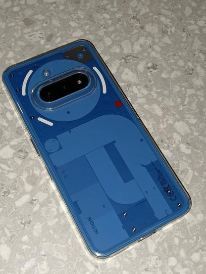 Backside of the Nothing Phone 3a in blue.
