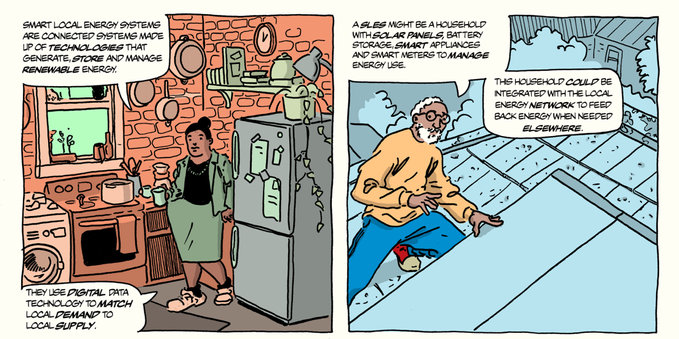 Two panels from the comic