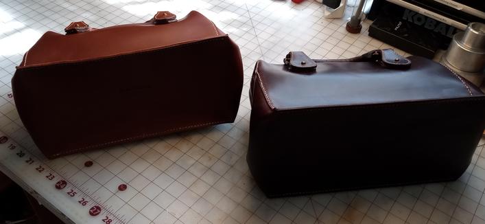 The same bags tilted on their sides to show the bottom.