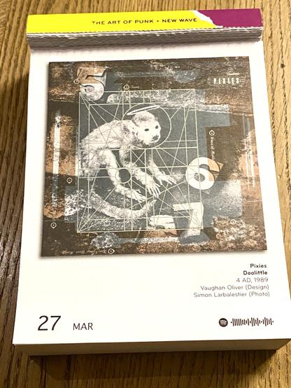 Das Bild zeigt eine künstlerische Collage mit einer Mischung aus grafischen Elementen, geometrischen Strukturen und einer Darstellung eines Affen. Der Affe ist in einem stilisierten, fast wissenschaftlichen oder anatomischen Stil dargestellt, umgeben von Linien und geometrischen Formen, die an die Proportionen des Goldenen Schnitts oder an technische Zeichnungen erinnern.

In den Ecken und am Rand des Bildes befinden sich verschiedene Zahlen, darunter eine große “5” und eine “6”, sowie kleinere Textelemente, die an technische Beschriftungen erinnern. Der Hintergrund hat eine strukturierte, leicht verwitterte Optik mit dunklen und erdigen Farbtönen, die das Bild altern lassen. Insgesamt wirkt das Kunstwerk wie eine Mischung aus surrealer Wissenschaftsillustration und experimenteller Grafikdesign-Arbeit.