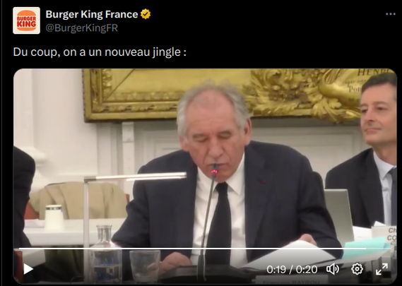 bayrou est héros d'une pub burger king