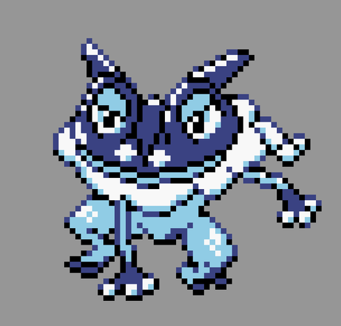 pixel art of frogadier in the pokemon gold/silver style
