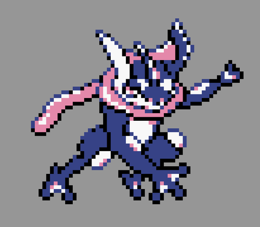 pixel art of greninja in the pokemon gold/silver style