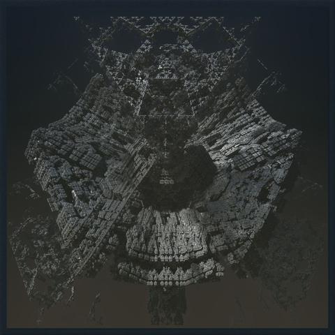 Mit Worten nicht adäquat zu beschreibenes Bild eines dreidimensionalen Fraktales, gerendert mit Mandelbulber 2.