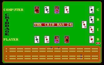 A game of cribbage on the computer (old DOS emulation).  My crib has a 6-7-7-8-8, scoring 24.  This is an extremely huge score.
