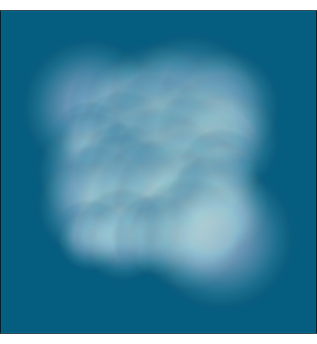 A sampled group of transparent circles that have been manipulated to be reminiscent of clouds.