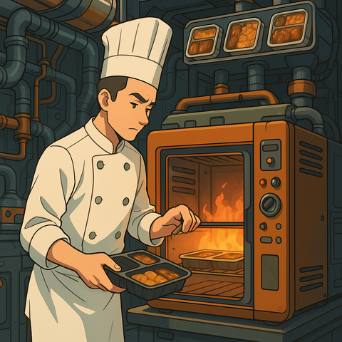 A cook which is just heating up industry food