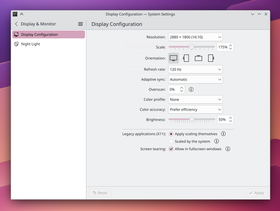 The screenshot shows the display System Setting configuration page when a single monitor is detected: the box that allows you to place the monitors relative to each other is absent... Because there is only one, duh!