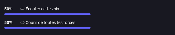 Sondage Mastodon en cours, dont les deux choix sont à égalité. Choix 1: Écouter cette voix, choix 2: courir de toutes tes forces.