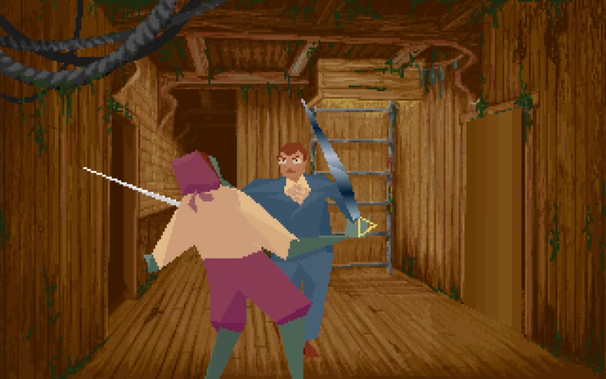 Carnby joue au pirate avec son épée !